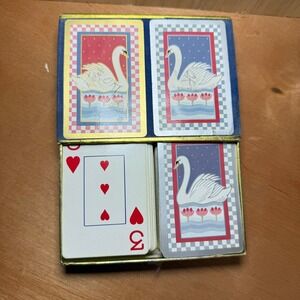 Congress Swan‎ Playing Cards Double Deck in Box Used Complete Vintage